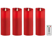 4er Set TruGlow® LED Kerzen rot schmal mit Wachstropfen –