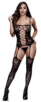 Baci Open Lace Bodysuit (One Size) Black