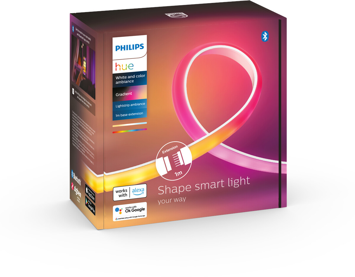 Philips Hue - Kit de démarrage Lightstrip 2m + Extension Lightstrip 1m + Hue  Pont - Ruban LED connecté - Rue du Commerce