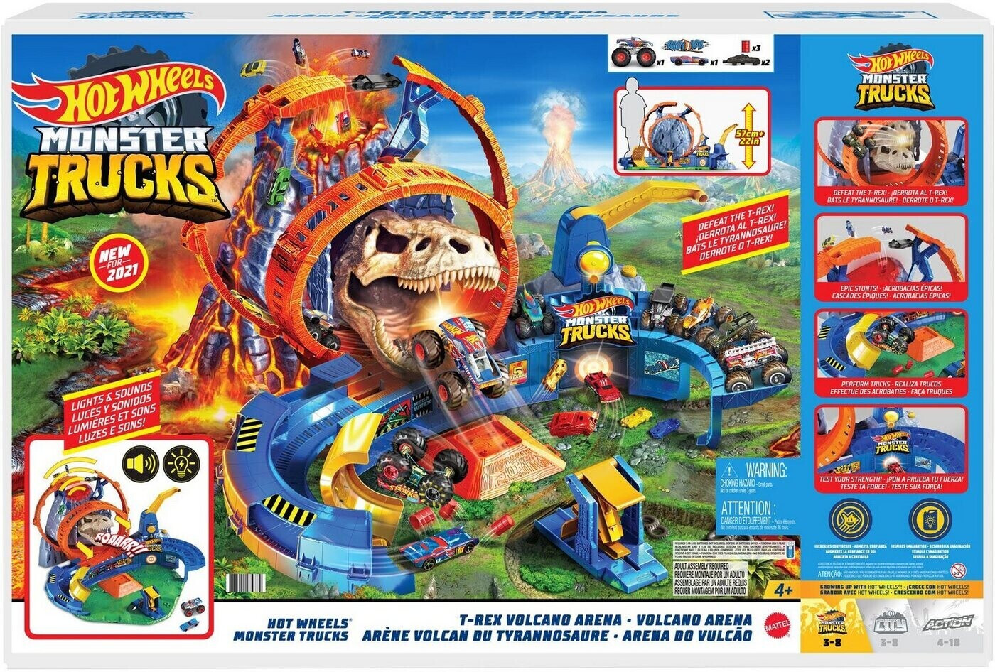 Photos - Car Track / Train Track Hot Wheels Monster Trucks T-Rex Volcano Arena  (GYL14)