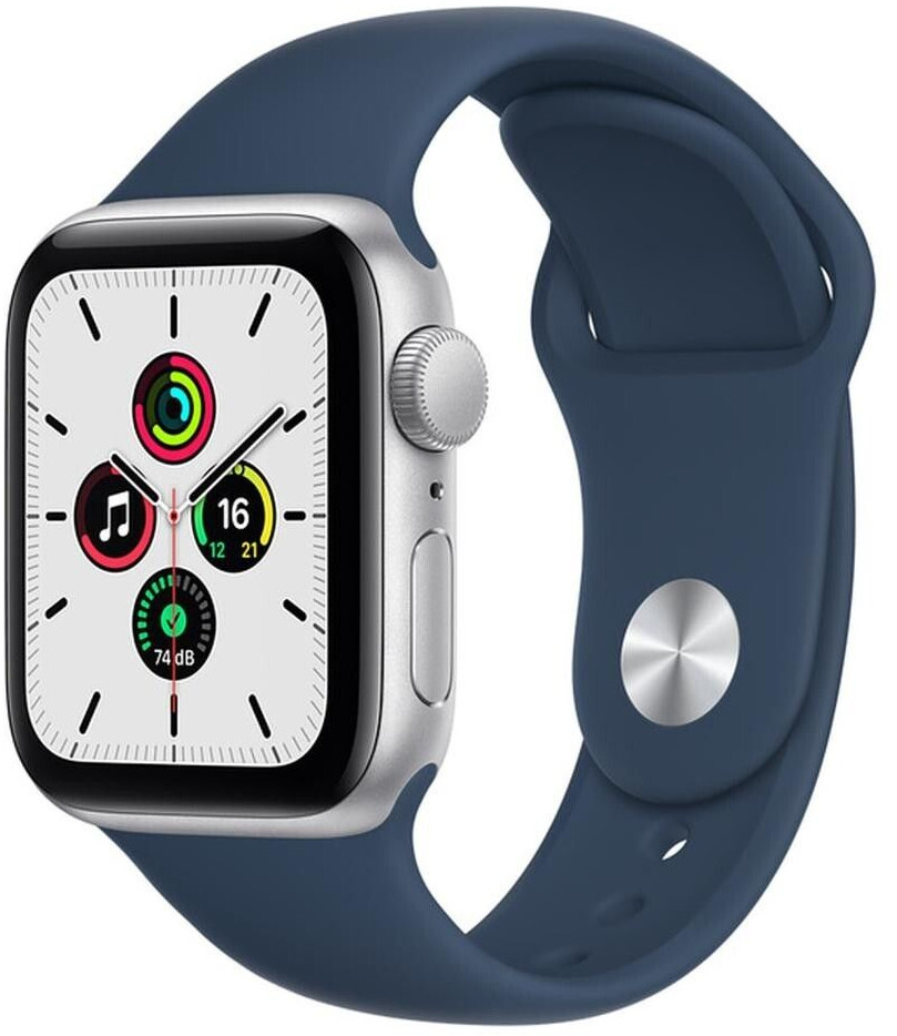 Apple Watch SE 40mm Cassa in acciaio color argento con Cinturino sport blu