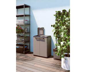 Keter 9736000 Split Cabinet Recycling Basic 68 x 39 x 85 cm gris plástico Contenedor con tapa para la recogida diferenciada 