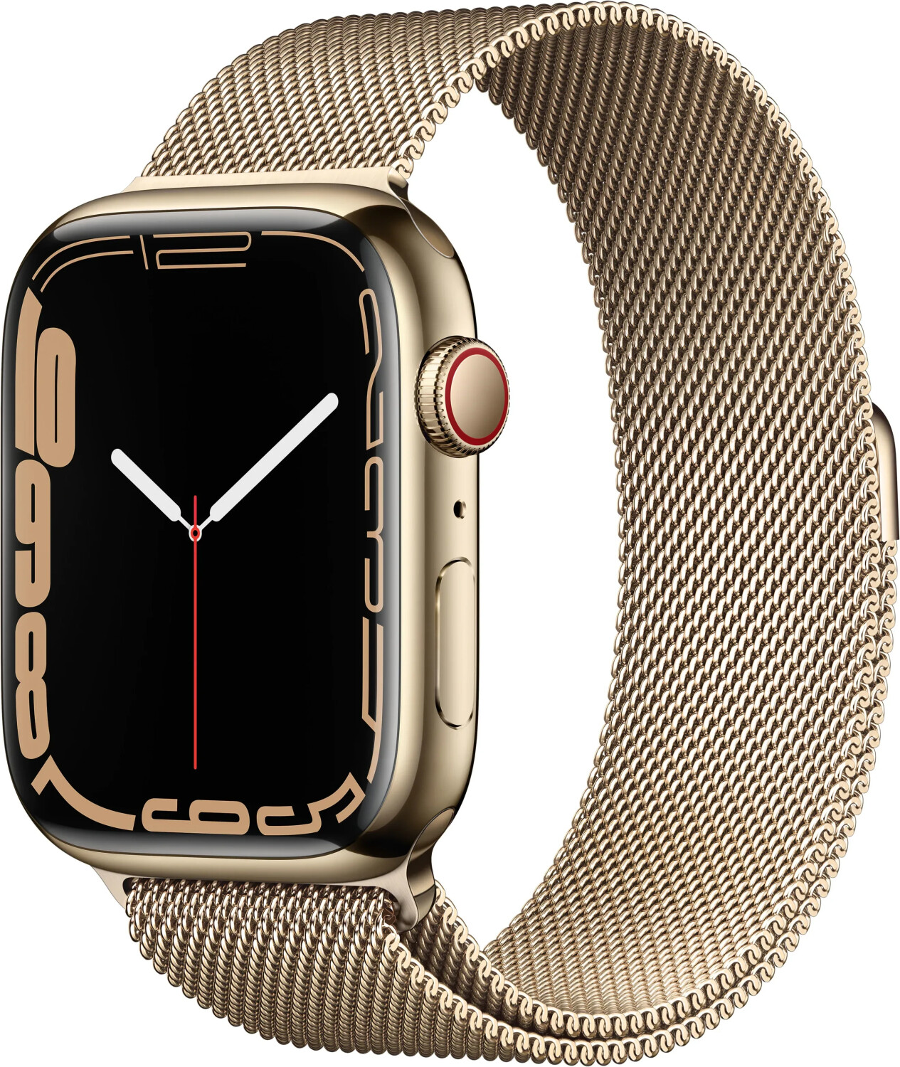 Apple Watch Series 7 45mm GPS + Cellular Edelstahlgehäuse gold mit Milanaise Armband gold