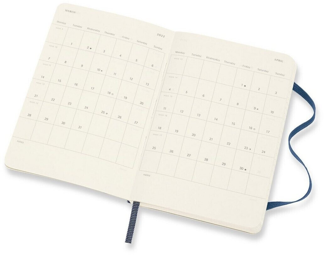 Moleskine 12 Monate Wochenkalender Horizontal A6 Softcover 2022 saphir