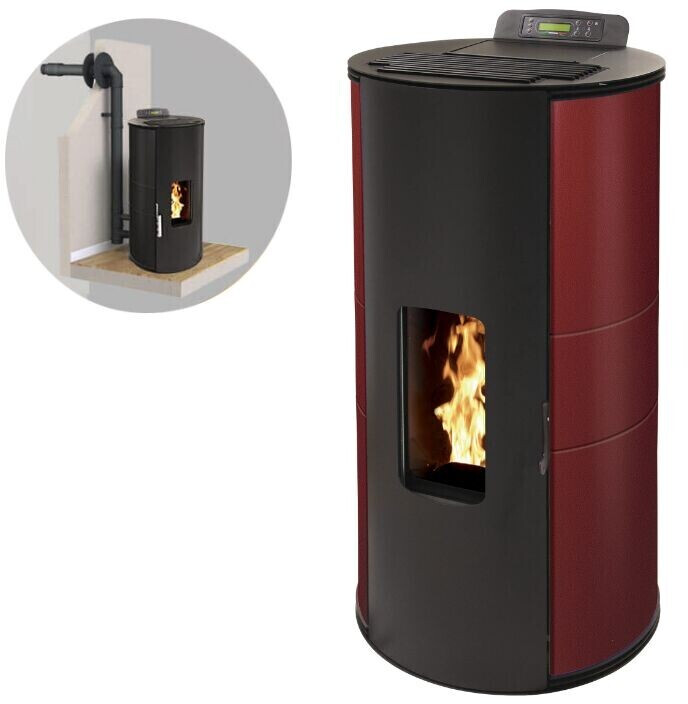 Interstoves Gianni 9 kW étanche avec kit conduit sortie ventouse WiFi télécommande bordeaux