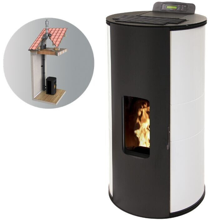 Interstoves Gianni 9 kW étanche avec kit conduit 80/125 blanc télécommande WiFi