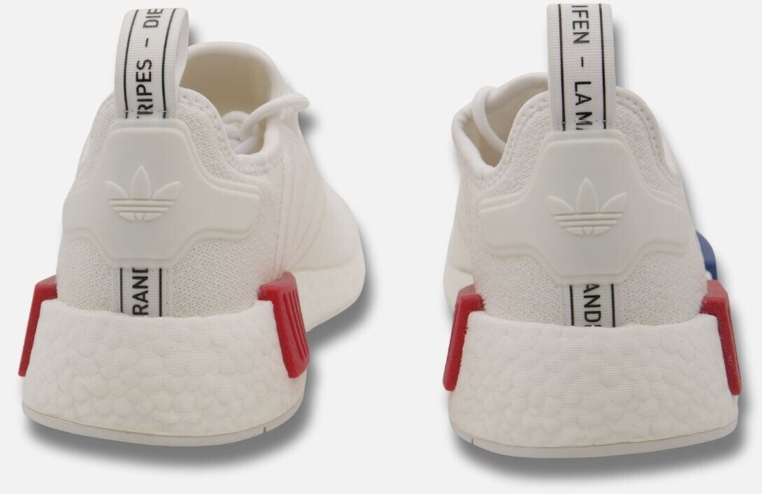 Nmd white top red blue