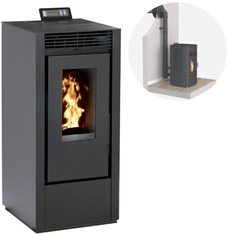 Interstoves Marina 14 kW étanche avec kit conduit sortie ventouse, noir, télécommande