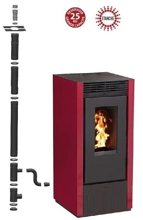 Interstoves Marina 14 kW étanche avec kit 100/150 bordeaux télécommande