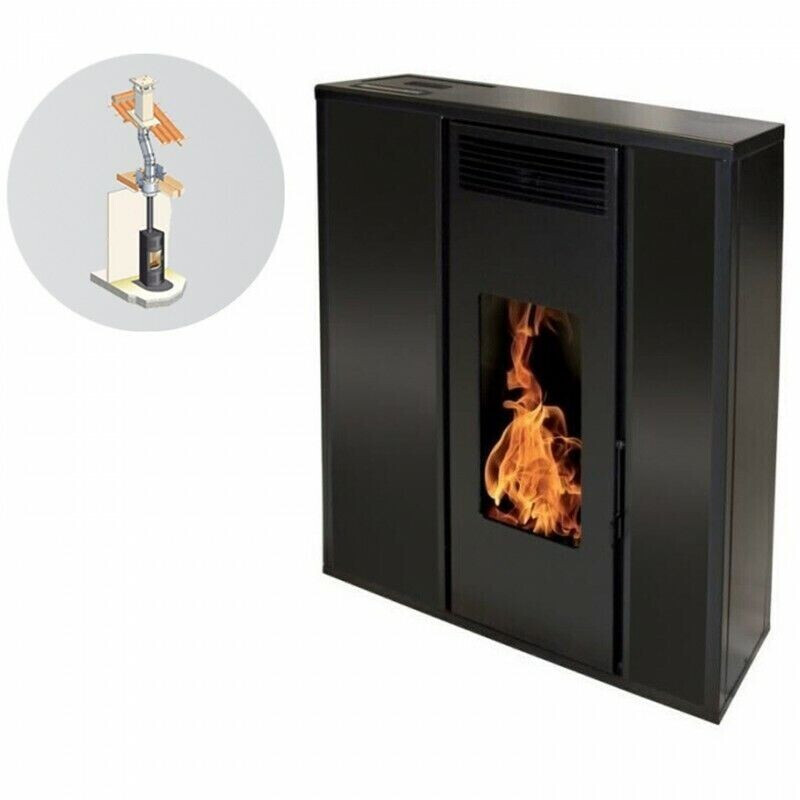 Interstoves Tessa 10 kW étanche concentrique avec kit conduit vertical 80/125 noir télécommande
