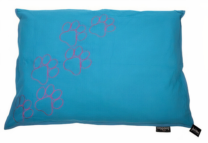 Lex & Max Dog Cushion Happy Feet 70x100cm aqua
