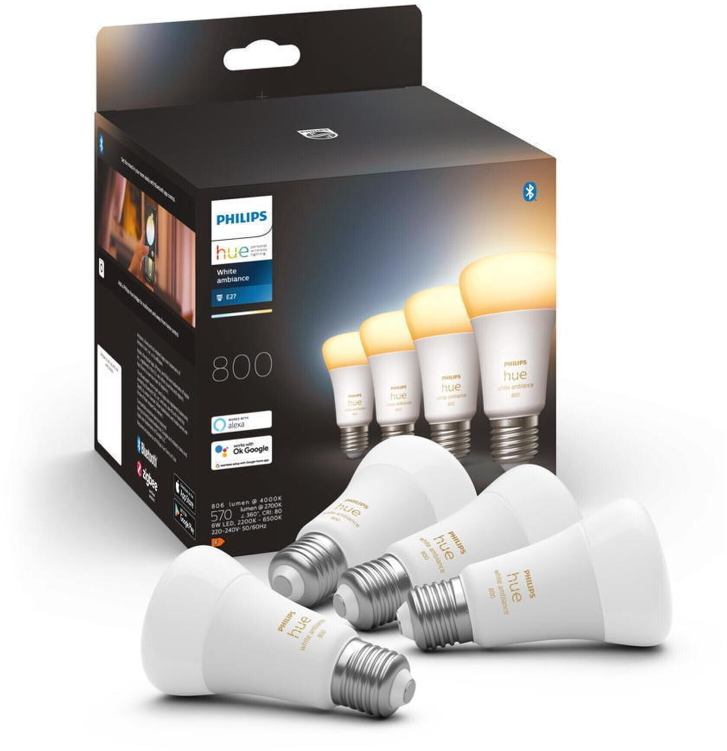 4x E14 LED Lampe Smart steuerbar via App & Sprache Alexa Google