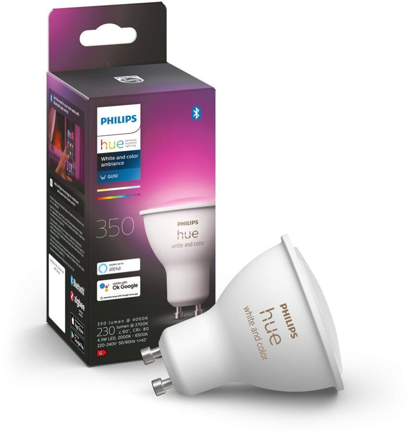 Philips Hue GU10 LED Smart Light Bulb 5W 350lm 6 Pack - Screwfix