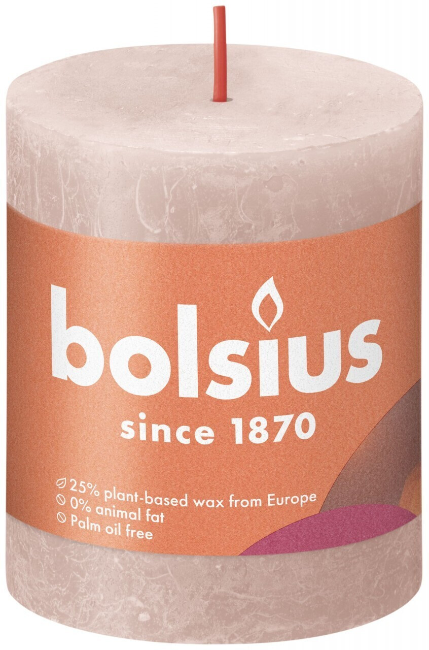 Bolsius Rustic Shine Pillar Candle 80/68mm Dusty Pink