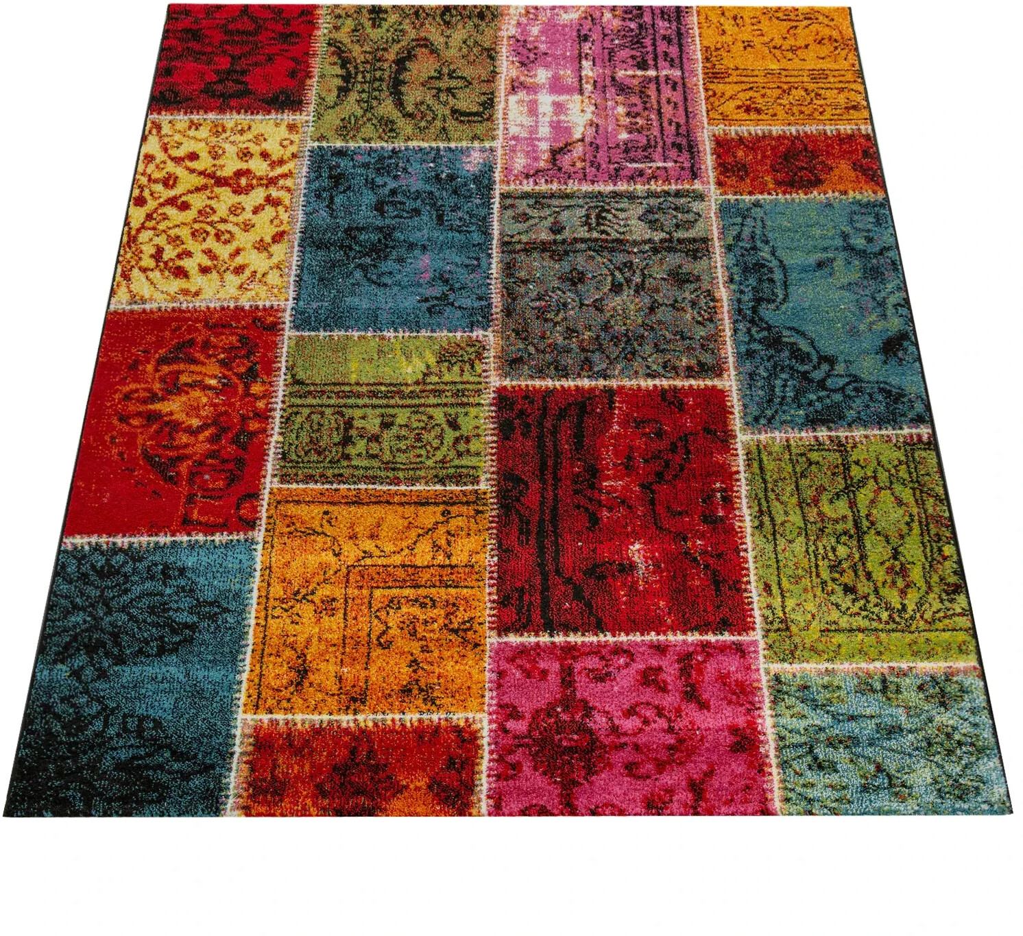 Paco Home Patchwork Vintage 200x290cm Green Red Yellow Blue