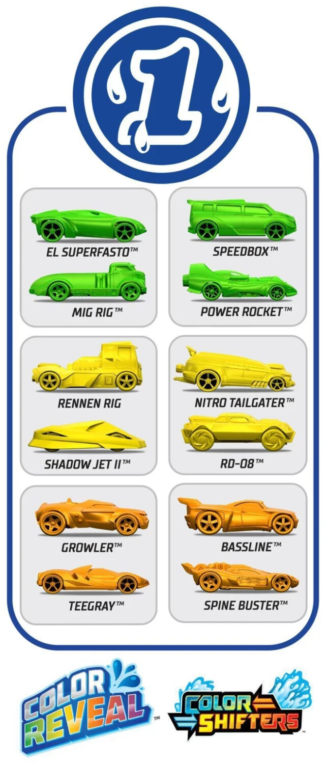 Hot Wheels Color Reveal Die-Cast 2er-Pack, Farbwechsel Spielzeugauto ab  9,95 € | Preisvergleich bei