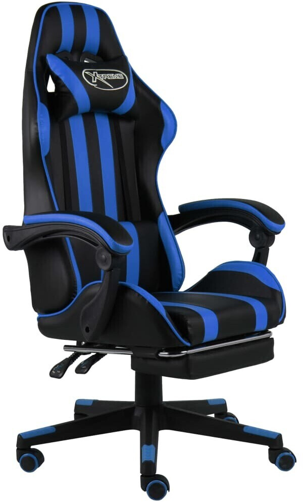 vidaXL Fauteuil de jeux vidéo avec repose-pied bleu