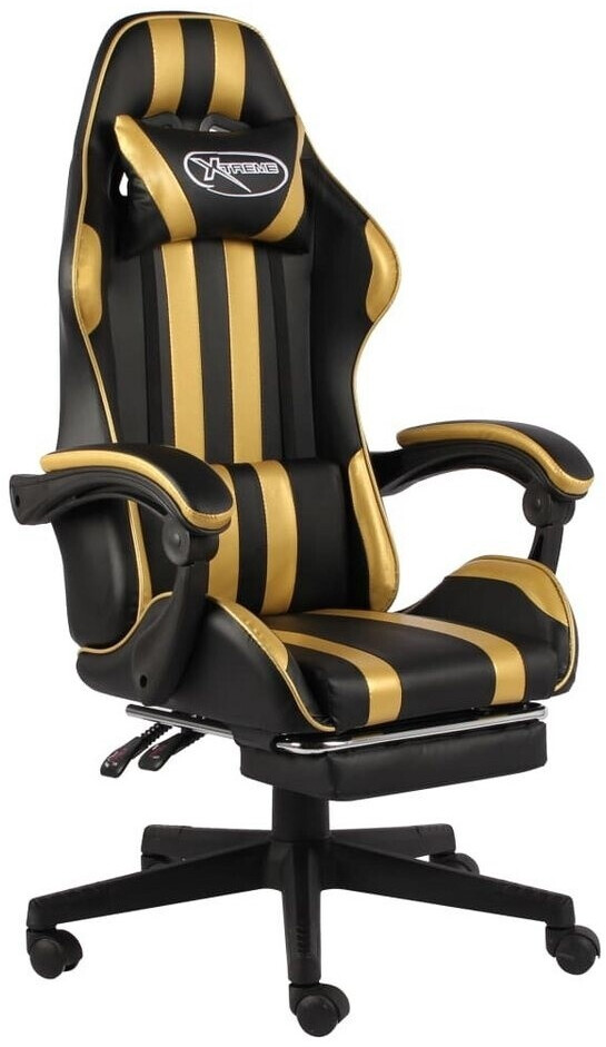 vidaXL Fauteuil de jeux vidéo avec repose-pied doré