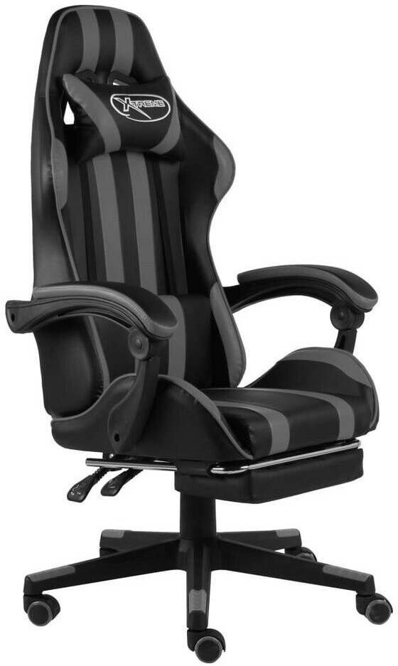 vidaXL Fauteuil de jeux vidéo avec repose-pied noir/gris