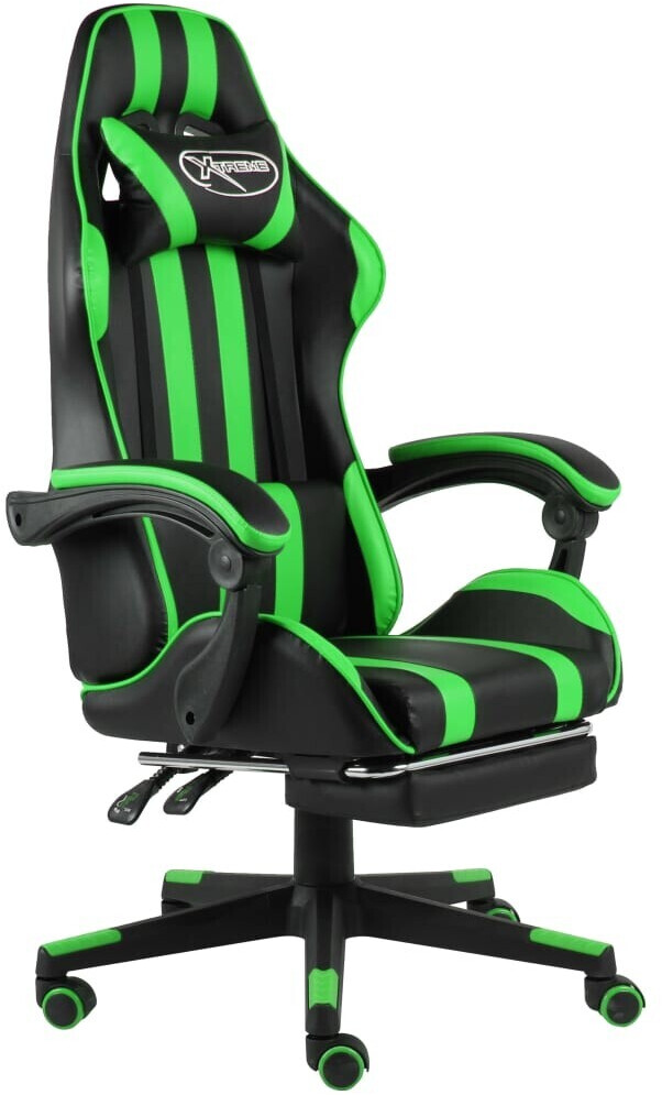 vidaXL Fauteuil de jeux vidéo avec repose-pied noir/vert