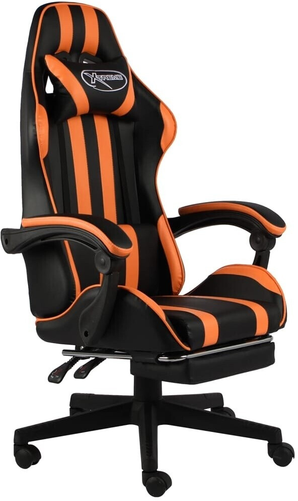 vidaXL Fauteuil de jeux vidéo avec repose-pied noir/orange