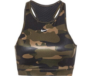 Nike Women's Dri-Fit Swoosh Medium Support 1-Piece Pad High-Neck Camo Sports  Bra - Camouflage (Medium) 