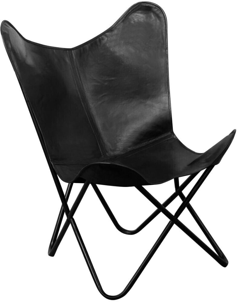 vidaXL Butterfly Leather 74 x 66 x 90 cm Black