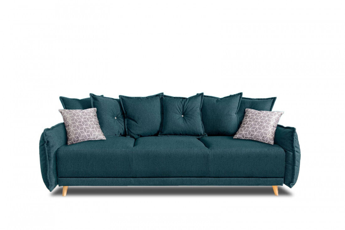 Bobochic Canapé droit Lena bleu turquoise