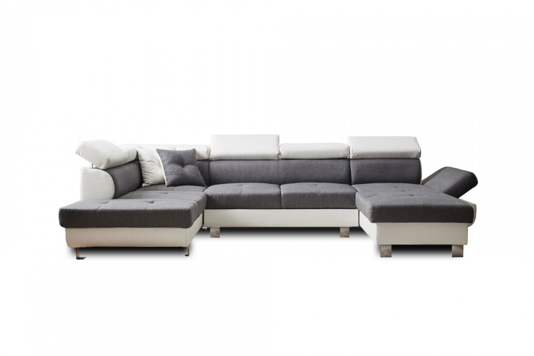 Best mobilier Canapé panoramique d'angle gauche Lisbona blanc/gris