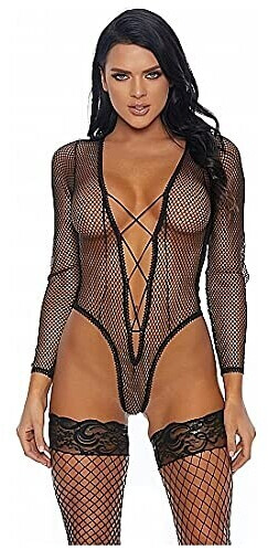 Forplay Caught Being Naughty Long Sleeve Body - black