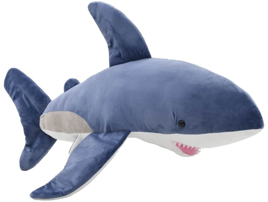 vidaXL White Shark Cuddly Toy Plush Blue and White