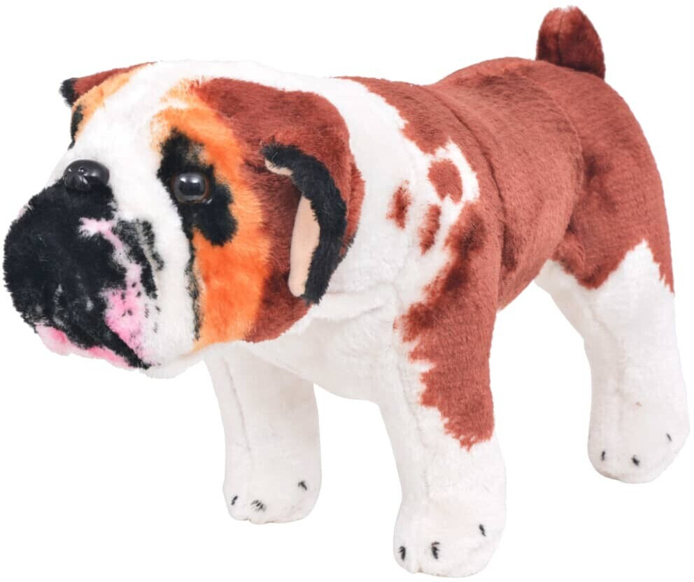 vidaXL Standing Plush Toy Bulldog White and Brown XXL