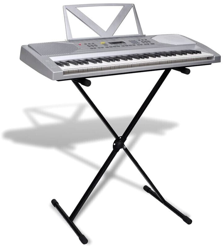 vidaXL Electric Keyboard 61 keys with Music Stand and adjustable Support silver