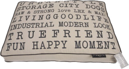 Lex & Max Dog Pillow Text Urban 90x65cm Beige