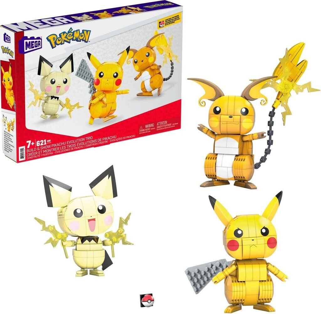 MEGA BLOKS Construx Pokémon Trio: Pichu, Pikachu, Raichu (GYH06)