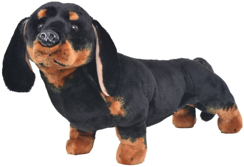 vidaXL Standing Plush Toy Dachshund Dog Black XXL