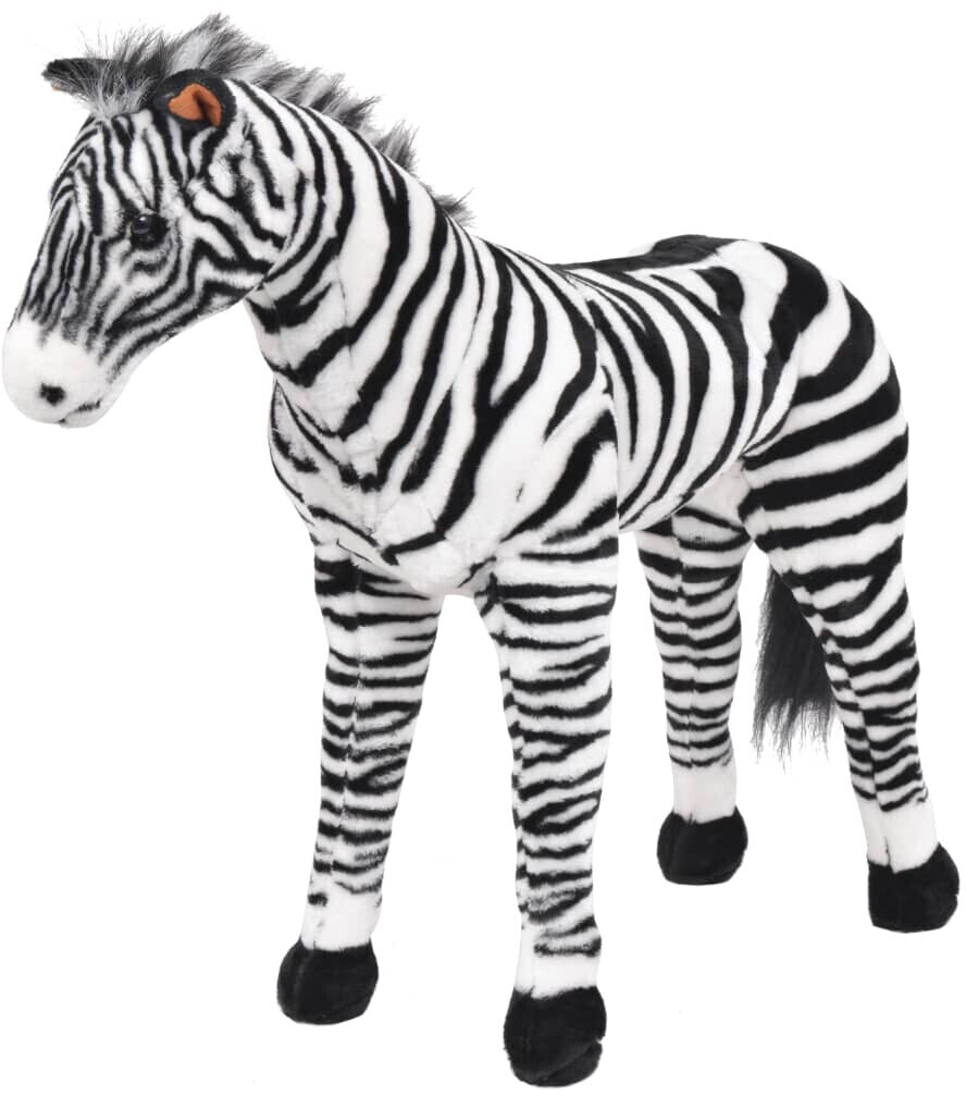 vidaXL Standing Plush Toy Zebra Black and White XXL