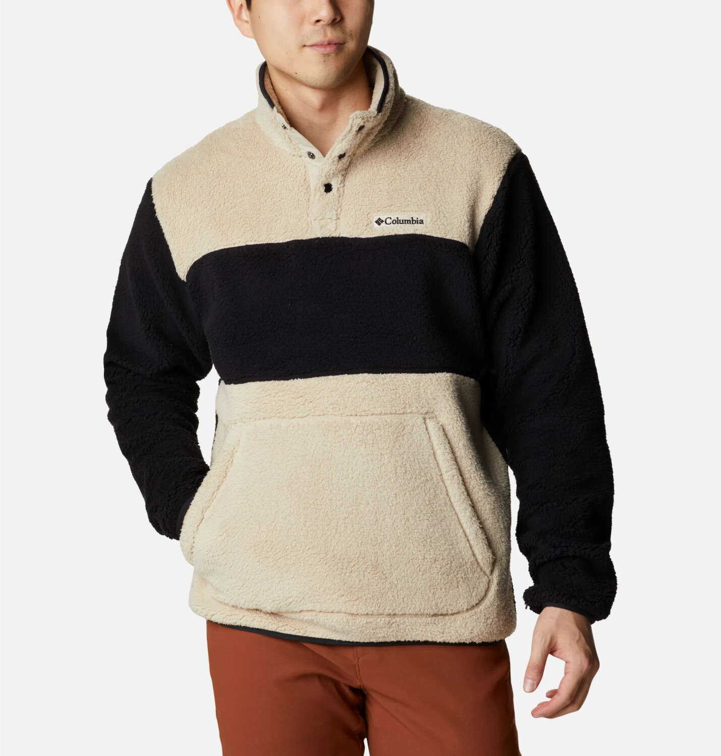 Columbia Men's Rugged Ridge Sherpa Half Snap ancient fossil, black