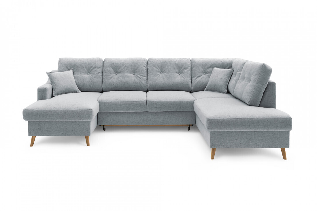 Bobochic Canapé panoramique d'angle droit Sweden gris clair