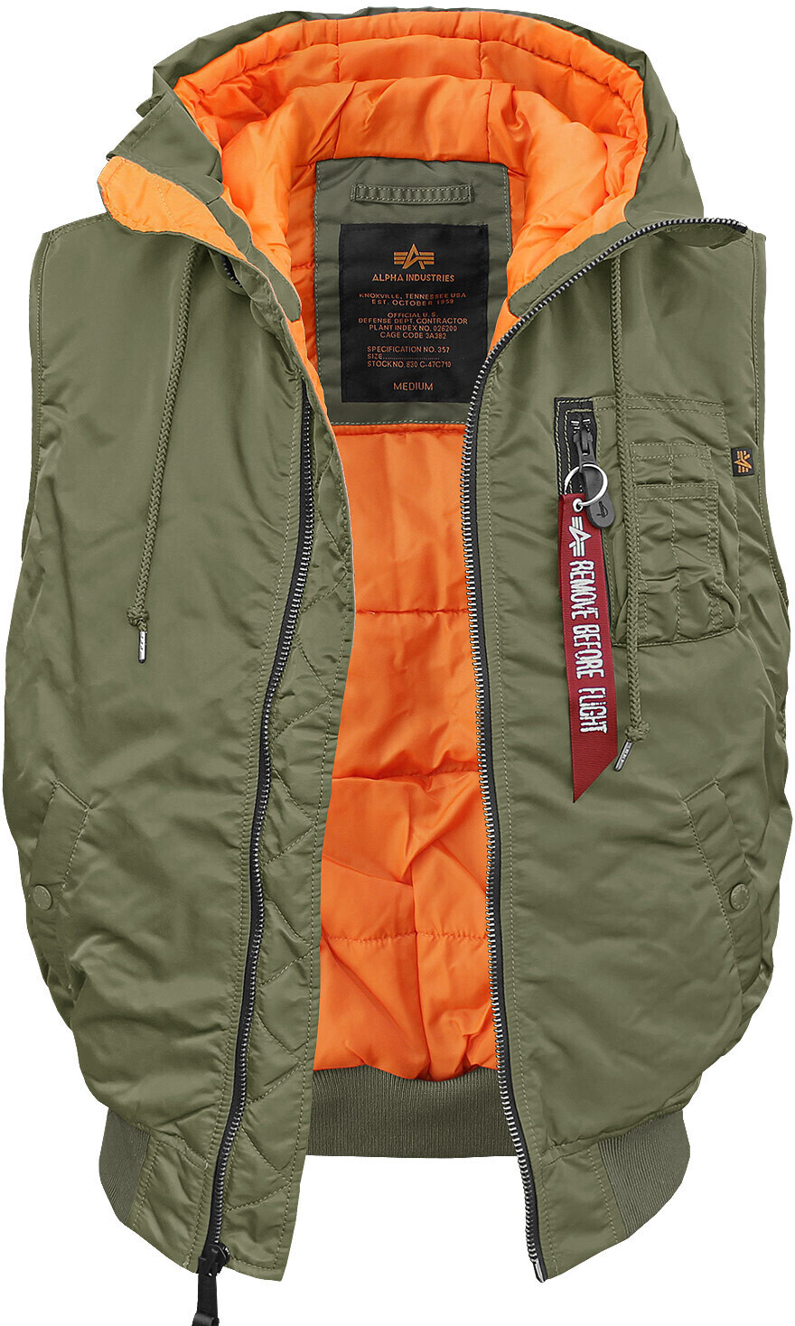 Alpha Industries Hooded MA-1 Vest (178132) sage green