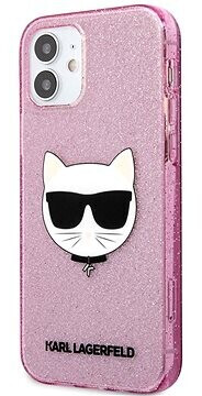 Karl Lagerfeld Choupette Head Glitter Kryt for Apple iPhone 12 mini Pink