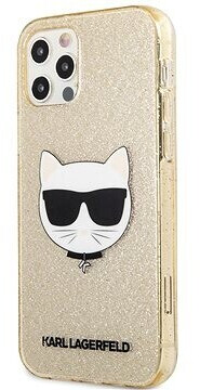 Karl Lagerfeld Choupette Head Glitter Kryt for Apple iPhone 12/12 Pro Gold