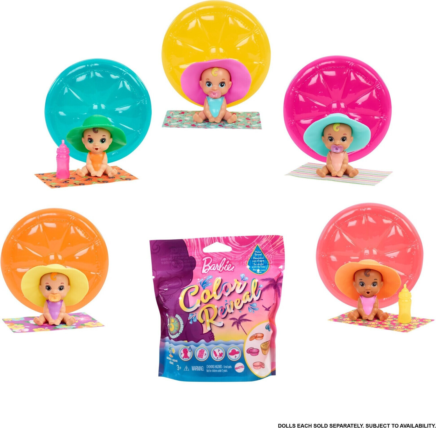Barbie Baby Dolls with 5 Surprises, Sand & Sun Series (GTT12)