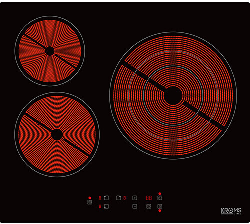 Conjunto Vitrocerámica Eléctrica + Horno KROMSLINE KVR-3FR-B3 + KHI-400-S  INOX