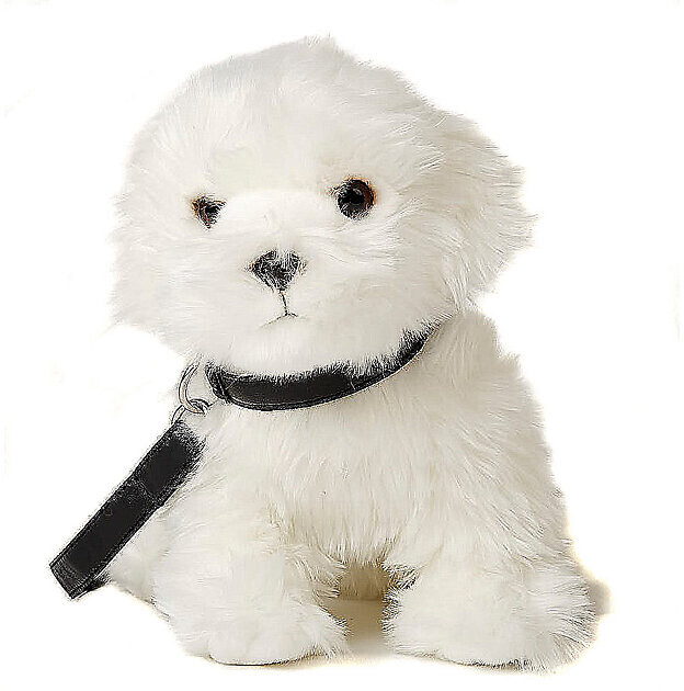 UNI-TOYS Maltese dog with leash 26cm white