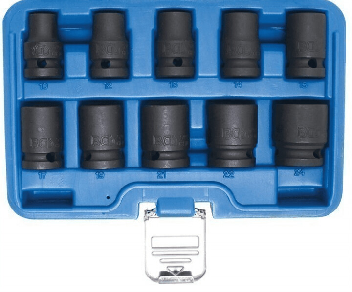 BGS Impact socket wrench insert set 10 - 24 mm 10 pcs. (5205)