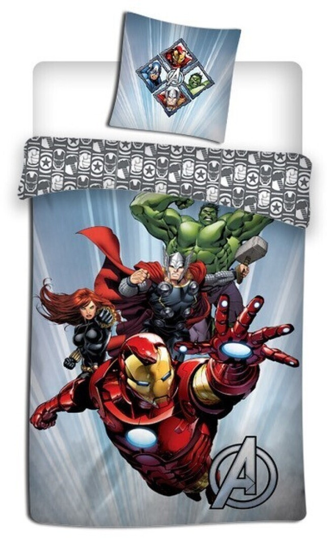 Parure de lit réversible Avengers Hulk, Captain America, Iron Man- 140 cm x  200 cm - Achat & prix