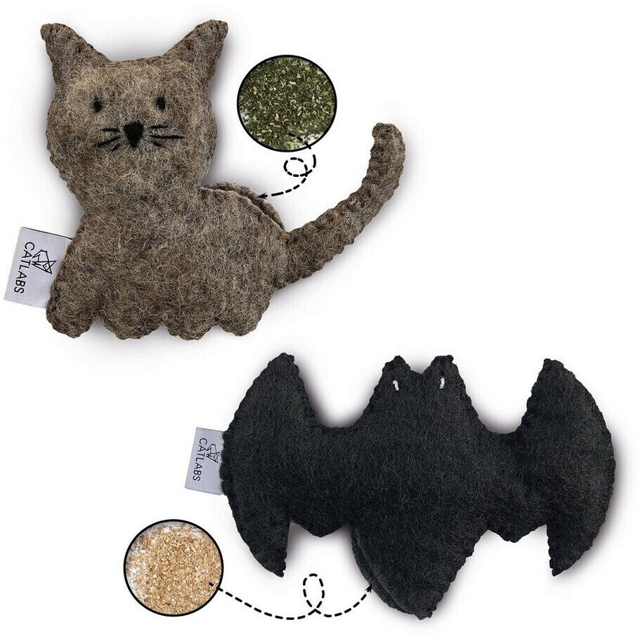 Catlabs Cat Toy Cat & Bat with Catnip 2-Pack