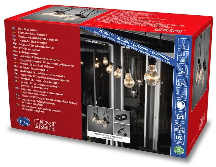 Preisvergleich Basis-Set | (2396-800) 9,15m Konstsmide LED-Biergartenketten-System bei 61,50 bernstein/schwarz ab €