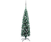 vidaXL Künstlicher Weihnachtsbaum Schlank mit LEDs & Kugeln grün 150cm (3077899)